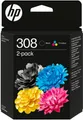 Produktbild: HP HP original Patrone 308 2er-Pack Black + C/M/Y Tintenpatrone (Packung, 3 Probemonate gratis* drucken)