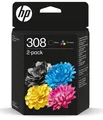 Produktbild: HP 308 Pack of 2 Original Ink Cartridges Black/Three Colours