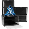 Produktbild: 6er Set Schwarze Schuhbox Stapelbar Aufbewahrungsbox Kunststoffbox Schuhkasten Schuhkarton Schuhorganizer Bis Gr.47