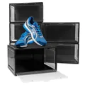 Produktbild: BITUXX LEX21 Schuhbox Stapelbar Aufbewahrungsbox Kunststoffbox Schuhkasten Schuhkarton Schuhorganizer bis Gr.47 (Schwarz, 6er Set)