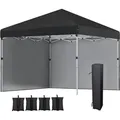 Produktbild: Outsunny Pavillon Ca.3x3m, Wasserabweisend Stabil Winterfest Pop-up Faltpavillon Mit 2 Seitenwänden, Uv Schutz 30+, Faltbar Partyzelt Gartenzelt Mit Tasche, Gartenpavillon Für Camping, Schwarz