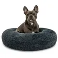 Produktbild: lionto Tierkissen Rundes Haustierbett in Donutform, Plüsch, dunkelgrau, mit Anti-Rutsch-Noppen, 70 cm Durchmesser grau 70 cm