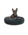 Produktbild: lionto Donutbett für Hunde und Katzen, Flauschiges Hundebett rund für kleine und große Heimtiere, Ø 70 cm, weiches Katzenbett aus kuscheligem Plüsch, Hundekissen mit extra Dicker Füllung, dunkelgrau