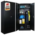 Produktbild: PROREGAL Flügeltürenschrank Elephant Metall Aktenschrank komplett montiert abschließbar 2 Türen 180x80x40cm Stahl 6 Fächern & Kleiderstange Stahlschrank Pulverbeschichtung Schwarz Garderobenschrank