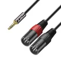 Produktbild: J&D 3,5mm 1/8 Zoll auf Dual-XLR Y Splitter Kabel, PVC Geschält 2x XLR Männlich zu 3,5mm TRS Männlich Unbalanced Stereo Audio Patch Adapterkabel für DSLR Kamera Smartphone Laptop Mic, 0,9 Meter