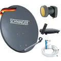 Produktbild: SCHWAIGER 9765 SAT-Anlage Satelliten-Set Satellitenschüssel Single-LNB Receiver Fernbedienung Koaxialkabel digital SAT-Schüssel aus Stahl Anthrazit 55cm