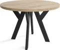 Produktbild: Runder Esszimmertisch LOFT, ausziehbarer Tisch Durchmesser: 90 cm bis 190 cm, Wohnzimmertisch Farbe: SONOMA, mit Holzbeinen in Farbe Schwarz