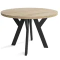 Produktbild: SeproMeble Runder Esszimmertisch LOFT, ausziehbarer Tisch Durchmesser: 90 cm bis 190 cm, Wohnzimmertisch Farbe: Sonoma, mit Holzbeinen in Farbe Schwarz
