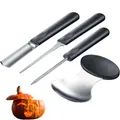 Produktbild: Westmark Dekorations-Schnitz-Set für Kürbisse und anderes Obst/Gemüse, 4-tlg., inklusive Schnitz-Vororlagen, Halloween, Rostfreier Edelstahl/Kunststoff, Schwarz/Silber, 51282260