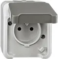 Produktbild: Schneider Electric Merten Steckdosen-Einsatz mit Schutzkontaktstift und Klappdeckel, 1-fach, Aufputz, IP44, Aquastar, lichtgrau, Artikelnummer MEG2500-8029