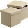 Produktbild: DeubaXXL DE Sitzhocker 2er-Set Beige 38x38x38cm faltbar 996954