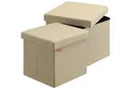 Produktbild: Casaria Sitzhocker, mit Stauraum Beige Faltbar Deckel Stoff Gepolstert 40x40x40cm Klein