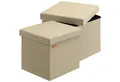 Produktbild: Casaria Sitzhocker, mit Stauraum Beige Faltbar Deckel Stoff Gepolstert 38x38x38cm Klein