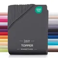 Produktbild: Carpe Sonno Spannbettlaken Topper Spannbetttuch Jersey 140x200 160x200 180x200 200x200 Baumwolle, Jersey, Gummizug: rundum, (1 Stück), Topper Spannbettlaken 140x200 für Matratzen bis 10cm Höhe grau 140 cm x 200 cm