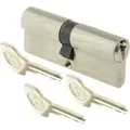 Produktbild: Zylinder Serie 500 plus 40x40 mm vernickelt, 5 Stifte, 3 Schlüssel.