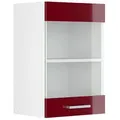 Produktbild: Vicco Küchenglasschrank, Rot, Weiß, Holzwerkstoff, 2 Fächer, Rechteckig, 40x60x31 cm, Küchen, Küchenmöbel, Küchenschränke, Küchenoberschränke