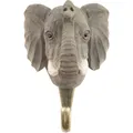 Produktbild: KLEIDERHAKEN ELEFANT Garderobe Landhaus Vintage handgeschnitzt Holz Metall 11cm