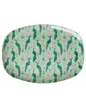 Produktbild: ReWu Rice Melamin Teller Tablet - Pfau Motiv Grün - Geschirr Melamingeschirr Kindergeschirr Kinder Camping BBQ Picknick Bruchsicher BPA-frei Wiederverwendbar Kunststoffgeschirr 30 x 22 cm
