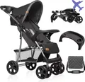 Produktbild: Lionelo Emma Buggy klein zusammenklappbar Kinderwagen mit Liegeposition Dunkelgrau