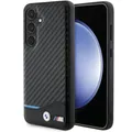 Produktbild: BMW Handyhülle Case Galaxy S24 Carbon-Optik schwarz Logo Metall 6,2 Zoll, Kantenschutz