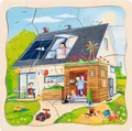 Produktbild: goki 57322 - Schichtenpuzzle Wir Bauen EIN Haus, 3 Schichten mit Motiven von Hausbauphasen, fördert Motorik und Problemlösungsfähigkeit der Kinder, 20cm x 20cm, 35er Set, ab 3 Jahre