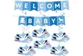 Produktbild: BRUBAKER Girlande Welcome Baby Wimpelkette für Jungen und Mädchen mit Storchanhängern, Willkommensdeko Set für Zuhause, Babyparty und Babyzimmer Dekoration