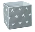 Produktbild: roba Kinder Aufbewahrungsbox Little Stars - Canvas Box aus Stoff für Spielzeug - Kinderzimmer Deko - Grau / Sterne weiß