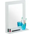 Produktbild: Relaxdays - Wandspiegel, mit Ablage, Bad, Wohnzimmer, Flur, eckig, modern, mdf, Badezimmerspiegel, hbt: 49x40x10 cm, weiß