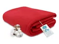 Produktbild: ZOLLNER Kuscheldecke flauschig in 150x200 cm - weiche und langlebige Sofadecke in rot - waschbar bis 40°C - Mischgewebe - mit elegantem Einfassband - Hotelqualität - Oeko Tex® Zertifiziert