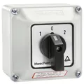 Produktbild: Heschen Universal-Drehschalter, SZW26-20/D202.2D, 660V 20A, ON-OFF-ON 3 Positionen, 2 Phasen, 8 Klemmen, mit Hauptschalter-Außenbox (Größere Box)