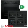Produktbild: BOSCH Gasherd-Set Einbau Autark Backofen Schwarz + GAS Glas Kochfeld, mit 1-fach-Teleskopauszug schwarz