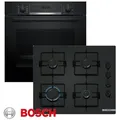 Produktbild: Bosch HBA534 GAS Herd Set Einbau Autark Backofen Schwarz + GAS Glas Kochfeld - Schwarz