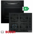 Produktbild: GAS Herd Set Bosch Einbau Autark Backofen Schwarz + GAS Glas Kochfeld