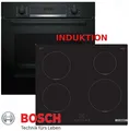 Produktbild: Induktion Herdset Bosch Schwarz Autark Backofen 3D Heißluft + Kochfeld Induktion
