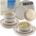 Produktbild: SÄNGER Rio Perlgrau | Tafelservice 12 teilig, Steingut Geschirr Set 4 Personen, 4x Speiseteller 4x Dessertteller 4x Schalen Geschirrset und Schale grau | VALUE COLLECTION