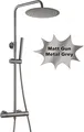 Produktbild: JOHO Thermostat Duschset mit Duscharmatur Regen Kopfbrause D25cm Gunmetal Grau