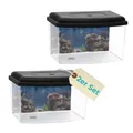 Produktbild: 2er Set Nano Aquarium Terrarium Faunarium Urzeitkrebse Garnelen Triops Zucht Mini Becken klein Fisch Acrylglas Plastik mit Deckel Rückwandfolie
