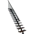 Produktbild: Gerade Treppe 12 Stufen - Erreichbare Höhe 2.59 Bis 3.12m - Breite 80cm - Schwarze Struktur Und Nussbaumstufe - Comfo80/i/nn-12
