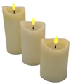 Produktbild: 3er Set LED-Kerzen mit Jelly-Effekt Timer Batterie warmweiß 10/12/15cm flackernd