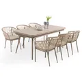 Produktbild: Gartenmöbel Set champagner/beige 1 Esstisch ausziehbar und 6 Stühle mit Rope