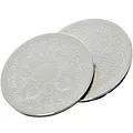 Produktbild: Glasuntersetzer Set Ø 19 cm - runde versilberte Getränke-Untersetzer 2-tlg. - ideale Unterlage für Teller, Blumentöpfe, Vasen oder Töpfe gegen Kratzer und Flecken