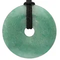 Produktbild: Lebensquelle Plus Edelstein Donut Ø 40 mm + Baumwollband + Edelsteinkarte | Naturstein Anhänger Halskette | Echte Heilsteinkette inkl. Band (Aventurin, grün)