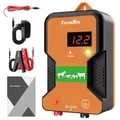 Produktbild: 12V Weidezaungerät mit LED Anzeige, 2J Wasserdicht Elektrischer Weidezaun 230V für 15 KM Reichweite, LED Display Eelektrozaun für Schutz von Nutztieren,Haustieren,Geflügel, Hausweide,Gärten (Orange)