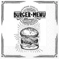 Produktbild: Mank Serviette aus Tissue Burger Menu in Schwarz 33 x 33 cm, 100 Stück