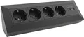 Produktbild: 4-fach Steckdosenblock + 2x USB, schwarz, Aufbaumontage