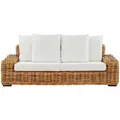 Produktbild: GARTENSOFA 3-Sitzer Rattan natürlich Auflagen cremeweiß Forli