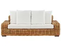 Produktbild: Beliani Gartensofa natürlich mit Auflagen in Cremeweiß Rattan 3-Sitzer Forli