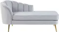 Produktbild: BELIANI Chaiselongue Hellgrau Samt Linksseitig mit Goldenen Metallbeinen Lehne Muschelform Glamourös Modern Muschelsofa Wohnzimmer Flur Ausstattung