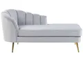 Produktbild: Chaiselongue Samt grau links mit Lehne Muschelform Metallbeine gold Glam Allier