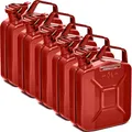 Produktbild: BW® Benzinkanister Metall 5x 5 Liter - Kraftstoffkanister Rot - RAL 3000 - TÜV-geprüft und UN-Zulassung - 0,9mm Stahl nach DIN 7274 für Benzin Diesel E10 2-Takt - Made in Europe
